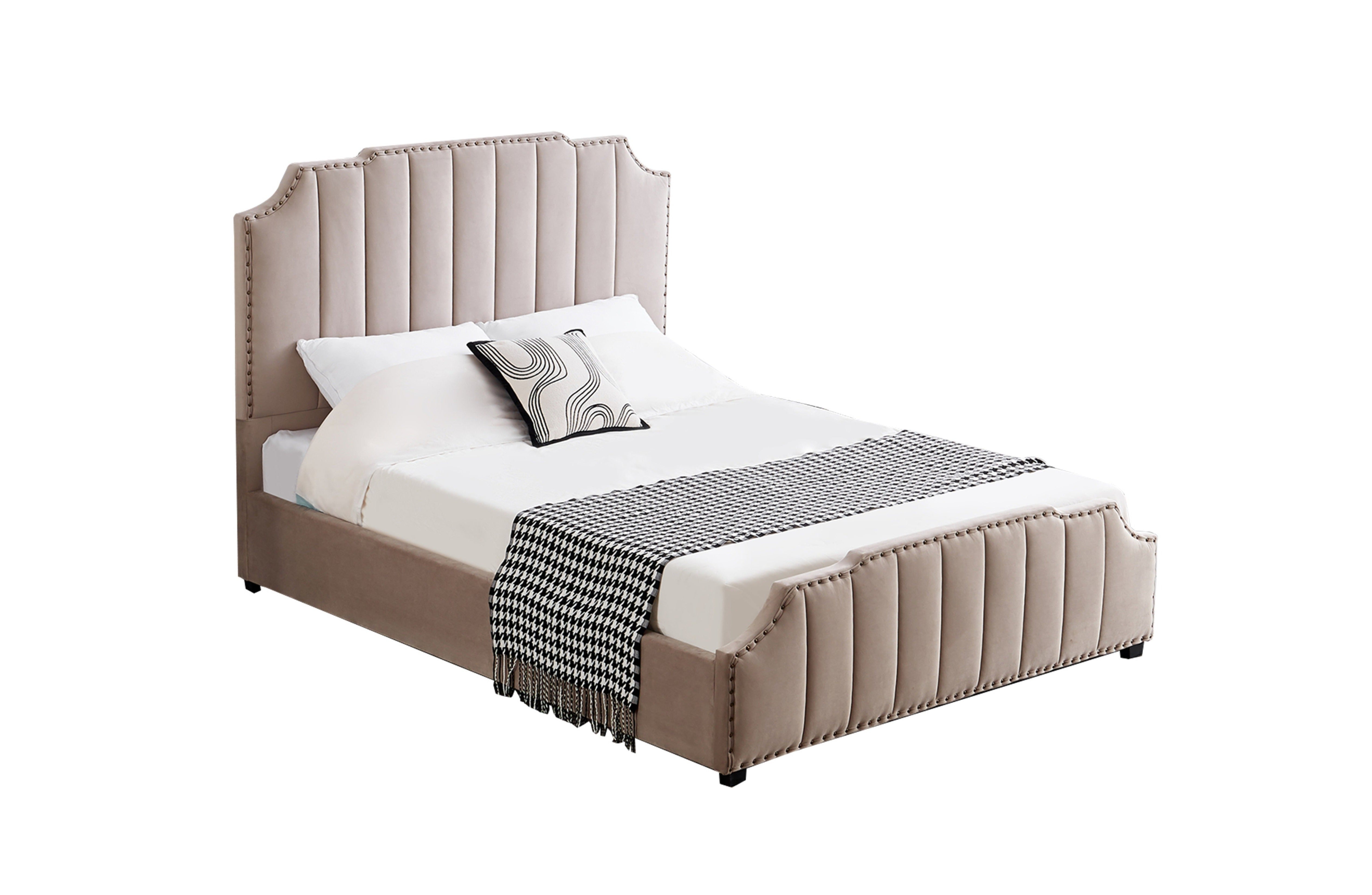 Beds & Bed Frames: Santosa Champagne Velvet Bed - King