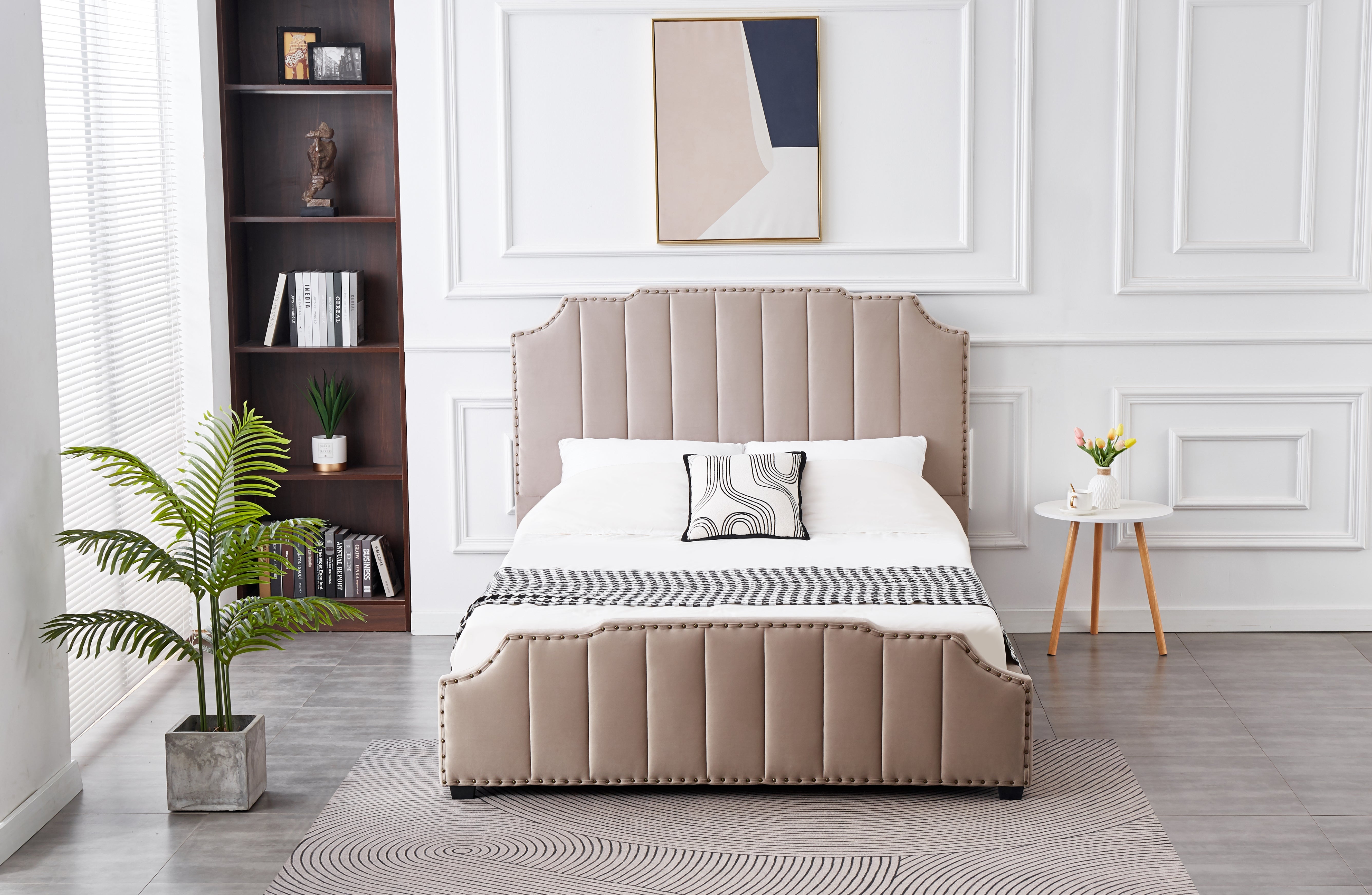 Beds & Bed Frames: Santosa Champagne Velvet Bed - King