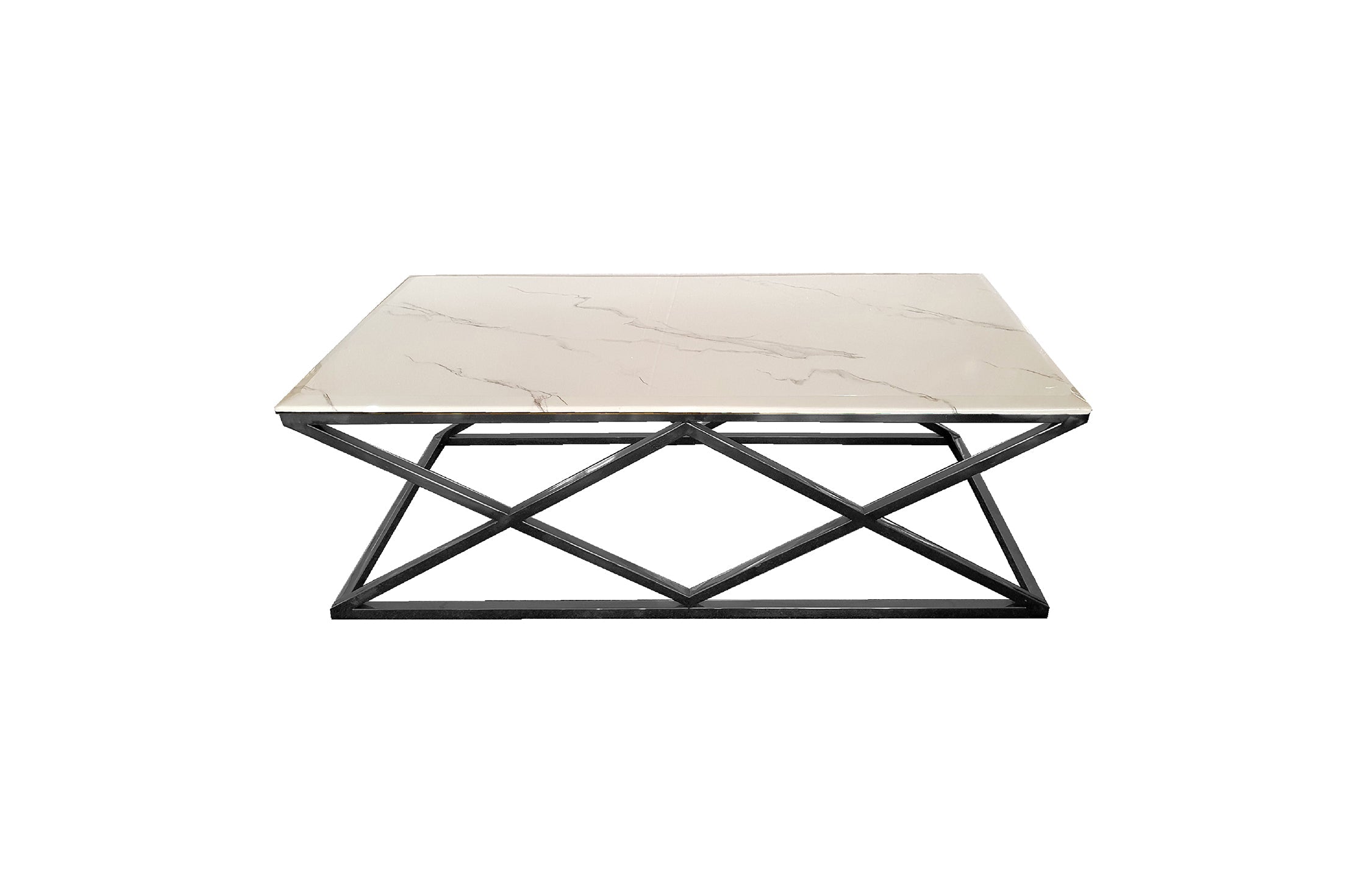 Coffee Tables: Alsea Coffee Table Black Base - White Marble