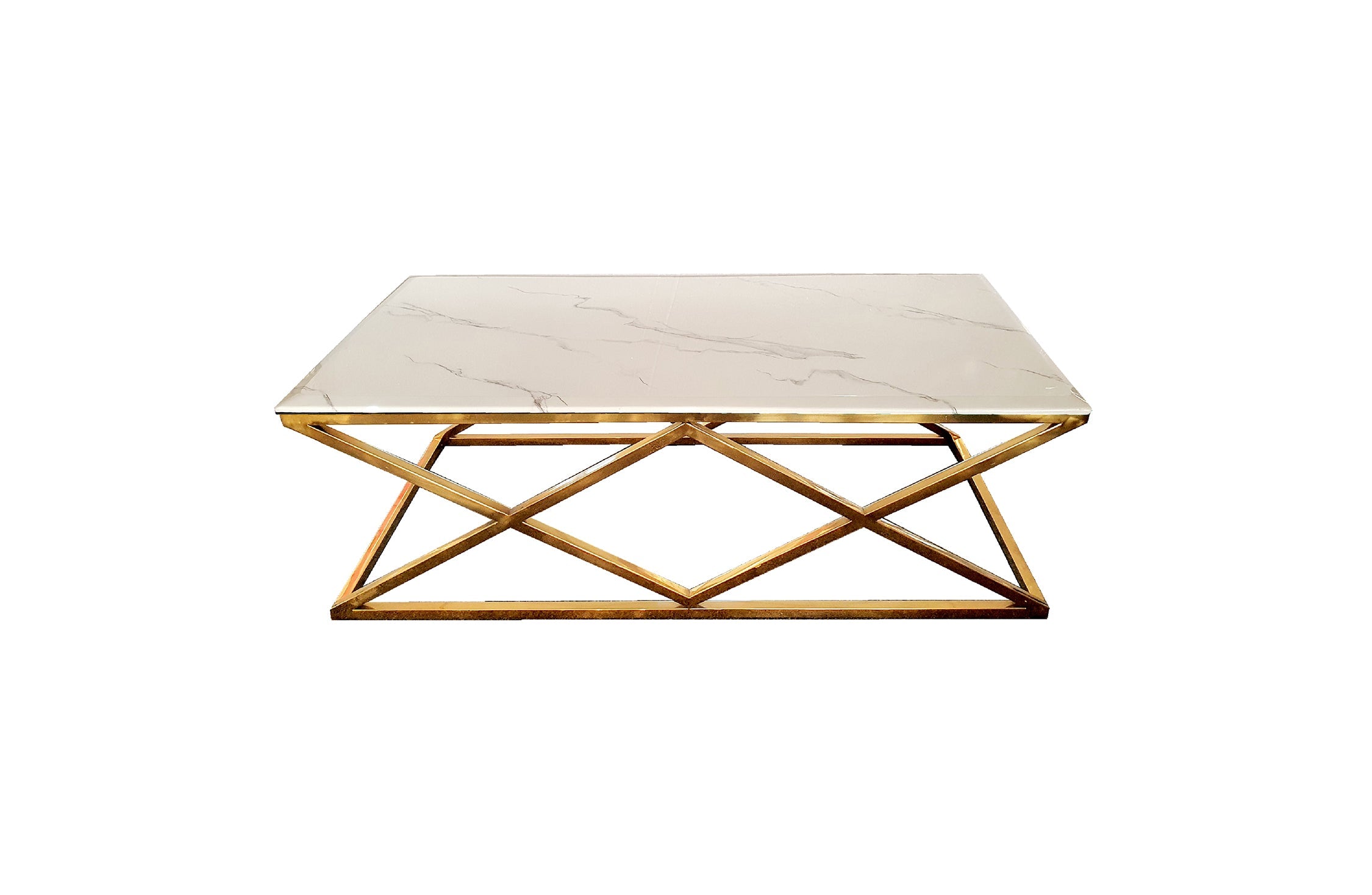 Coffee Tables: Alsea Coffee Table Gold Base - White Marble