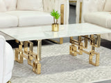 Coffee Tables: Royale Gold Coffee Table - White Marble