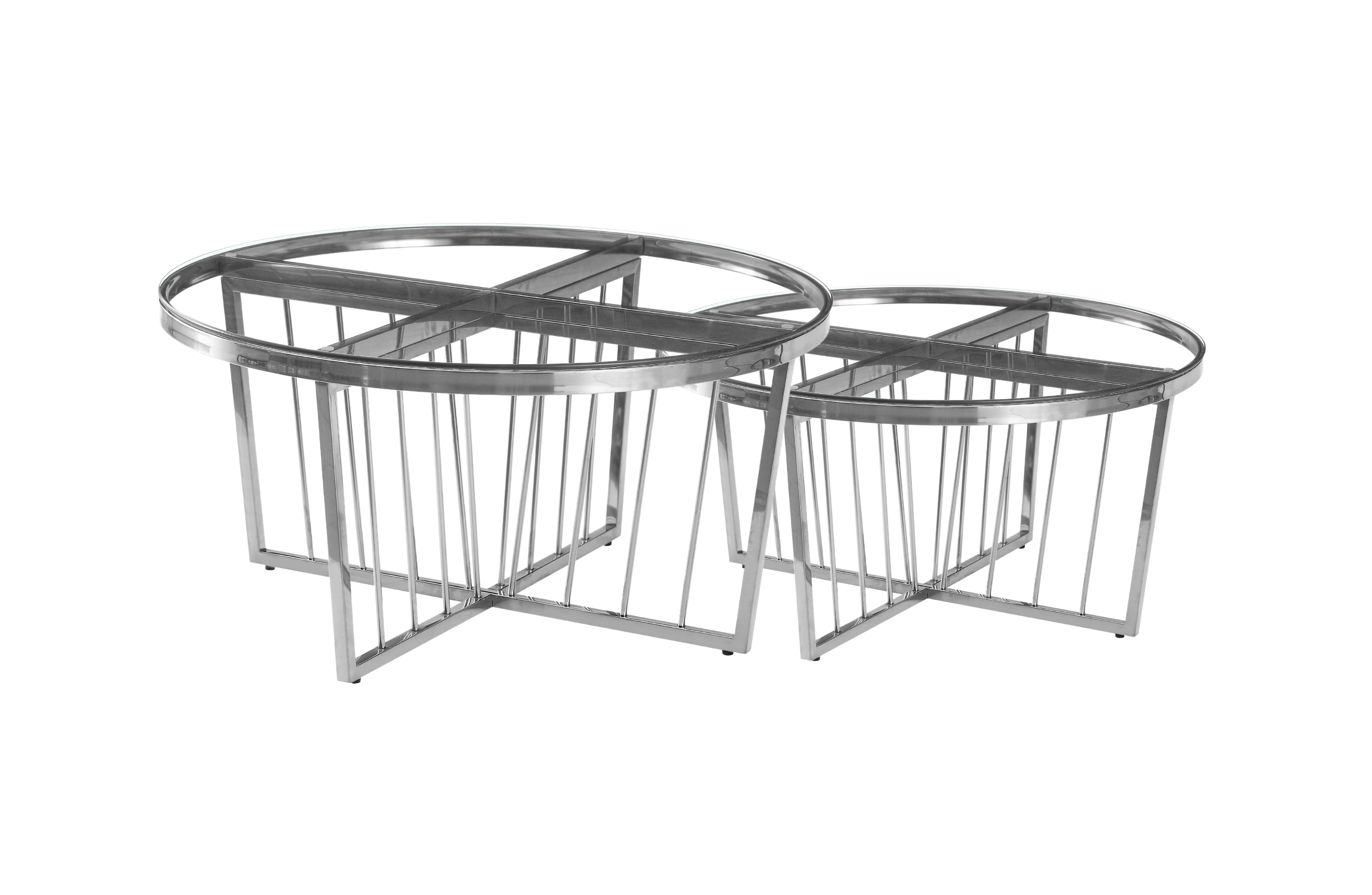 Coffee Tables: Salina Coffee Table 80cm Silver Base -Clear Glass