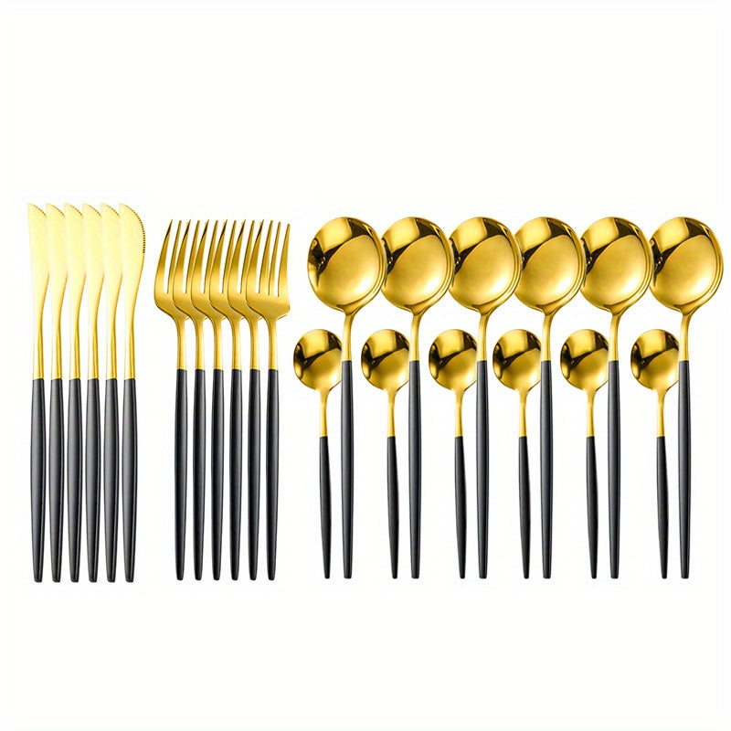 Cutlery: Deluxe Cutlery Set - Black & Gold