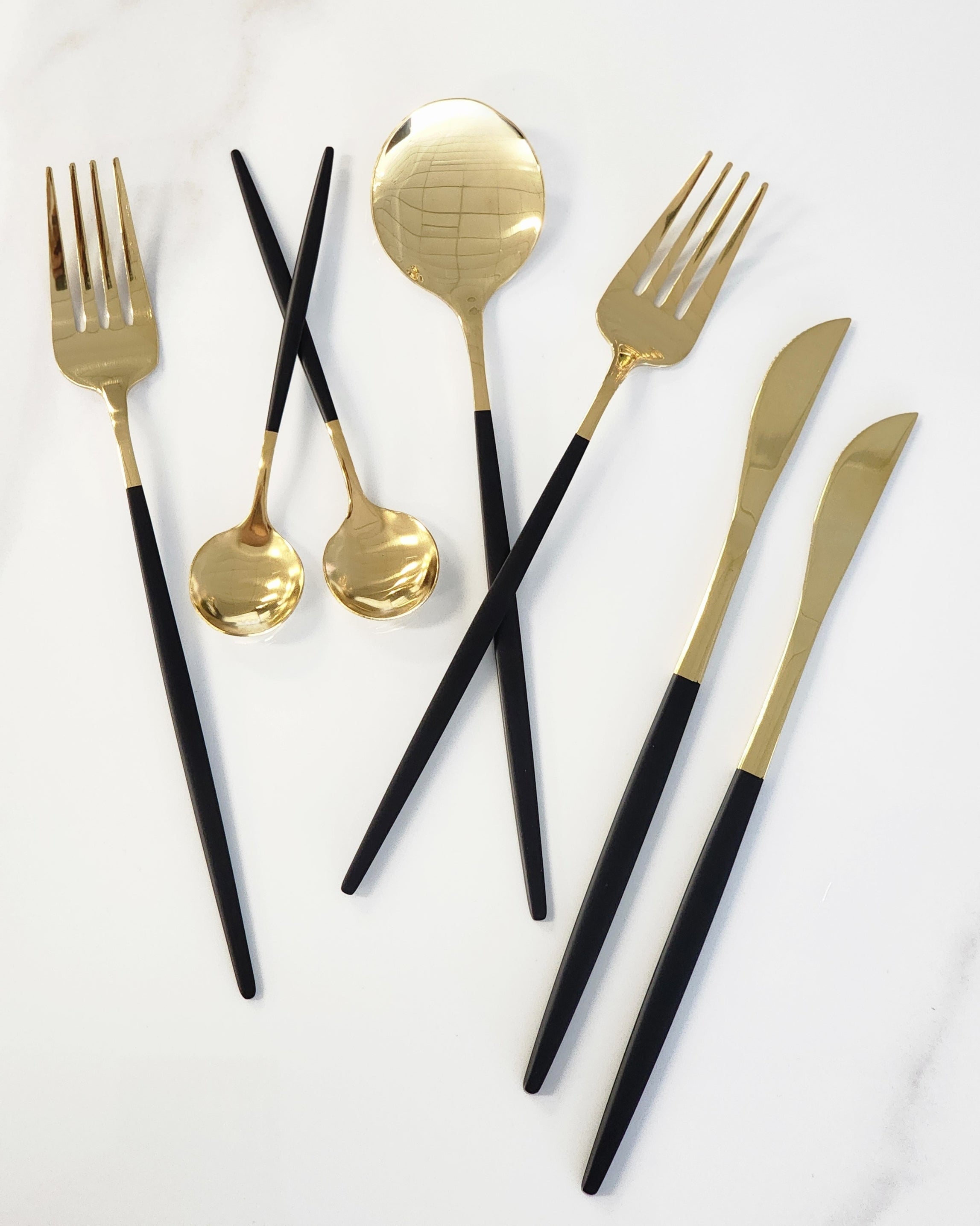 Cutlery: Deluxe Cutlery Set - Black & Gold