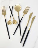 Cutlery: Deluxe Cutlery Set - Black & Gold