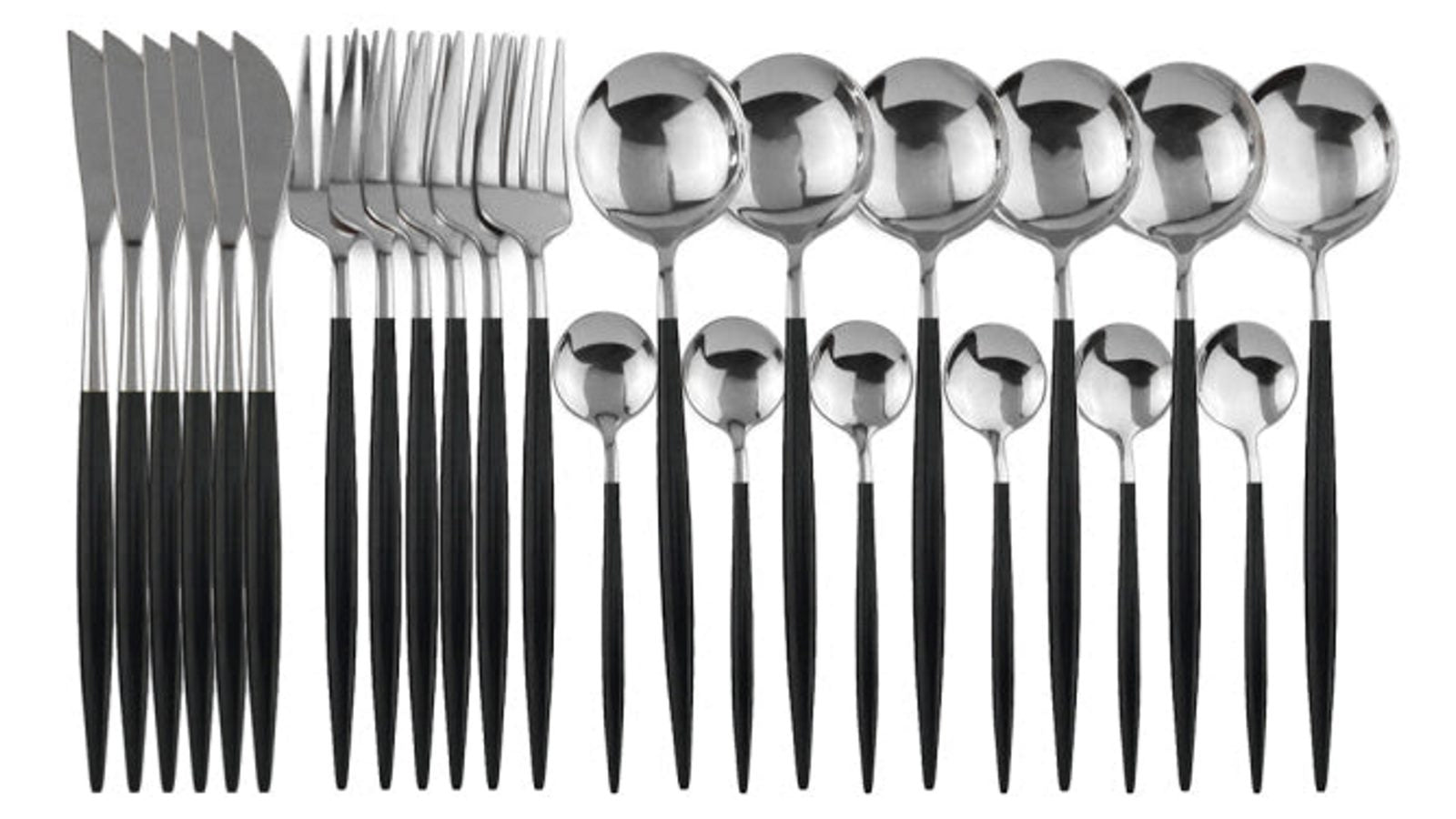 Cutlery: Deluxe Cutlery Set - Black & Silver