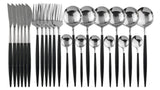Cutlery: Deluxe Cutlery Set - Black & Silver