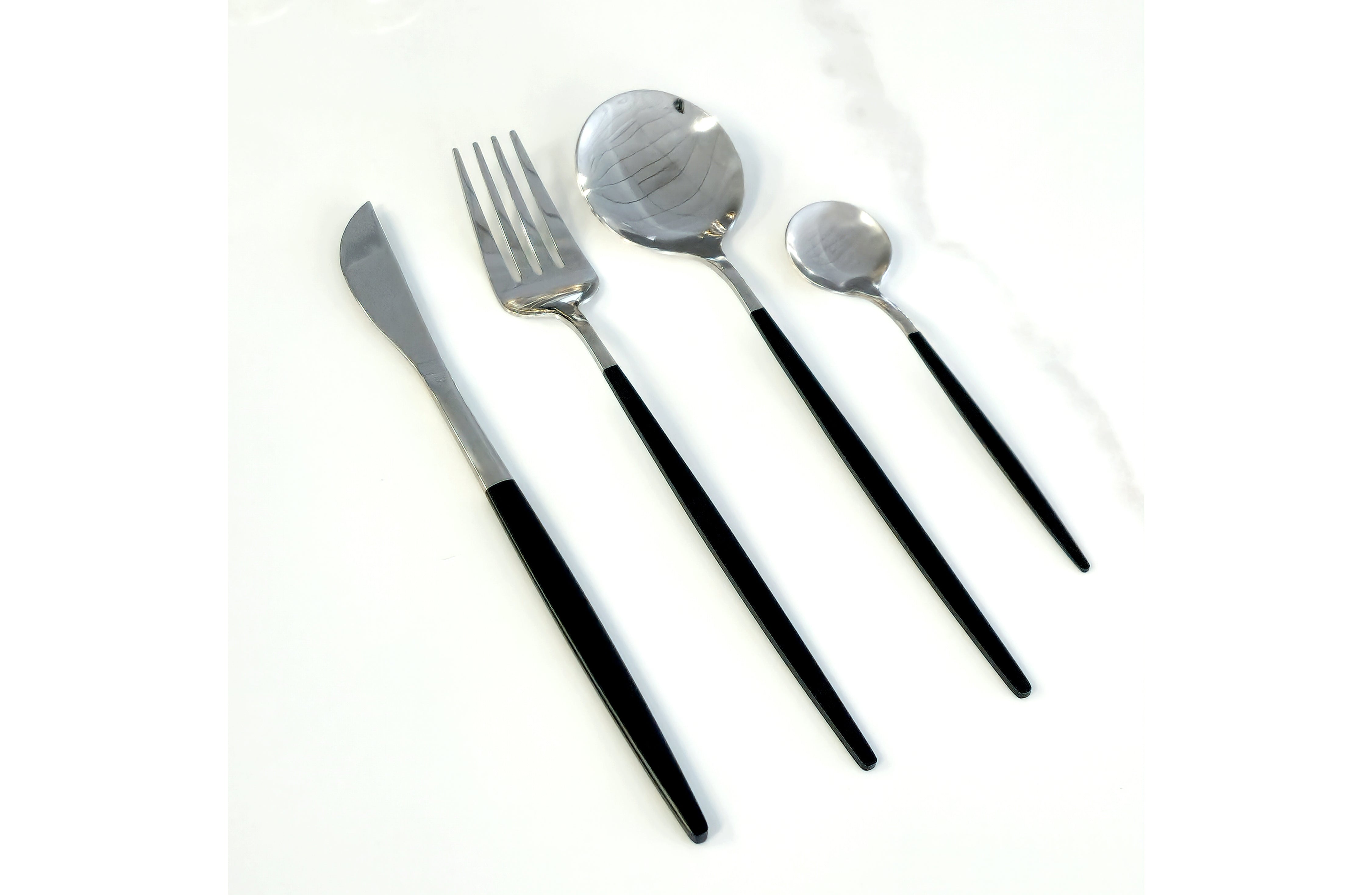 Cutlery: Deluxe Cutlery Set - Black & Silver
