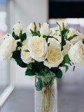 Artificial Flowers & Plants: Artificial Rose Stems  Set of 2 Stems  60cm with 3 Flowers Each - Off White