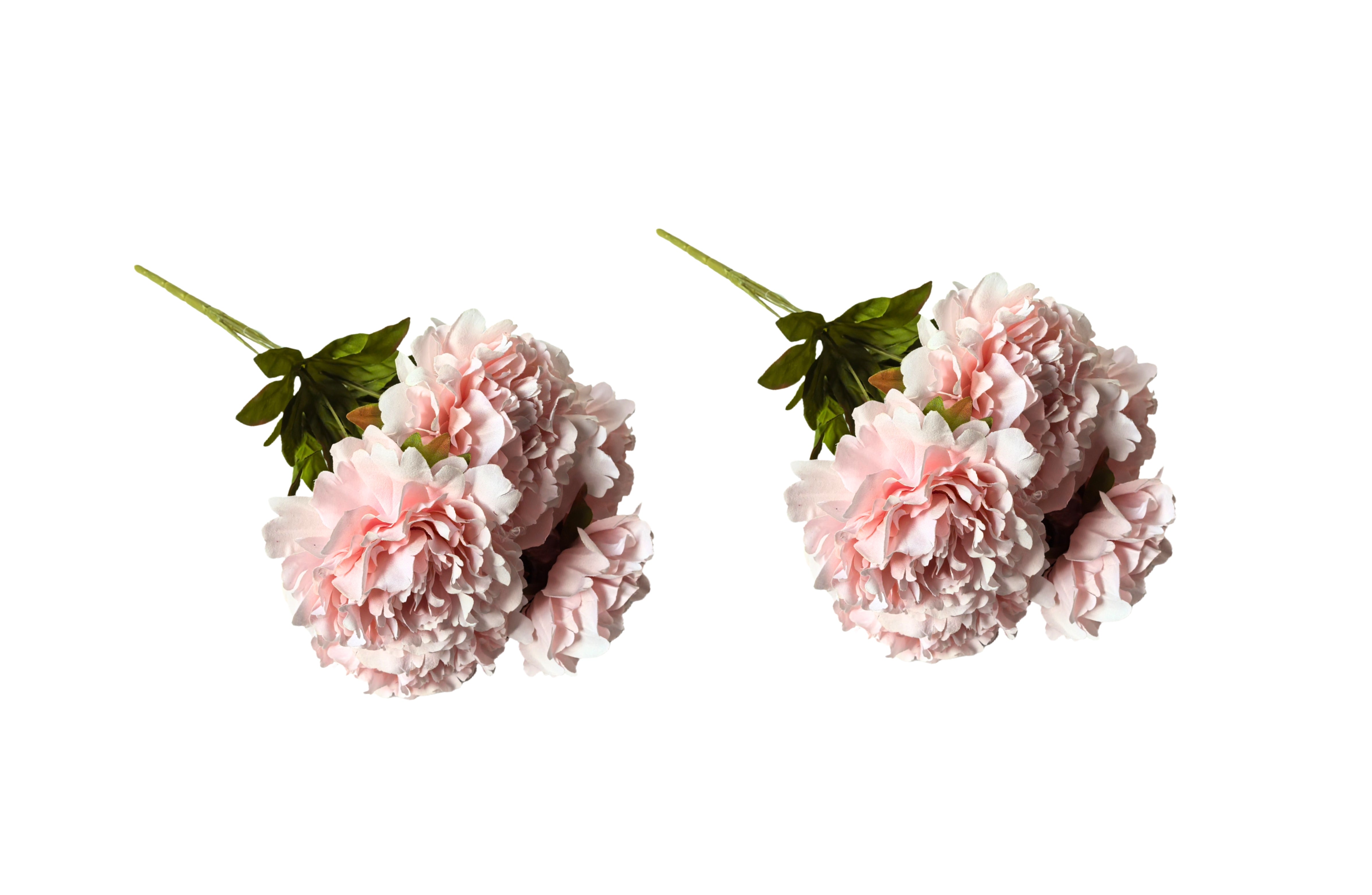 Artificial Flowers & Plants: Artificial Bloomed Peony Bunch  Set of 2 Bunches  45cm with 5 Flowers Each - Soft Pink