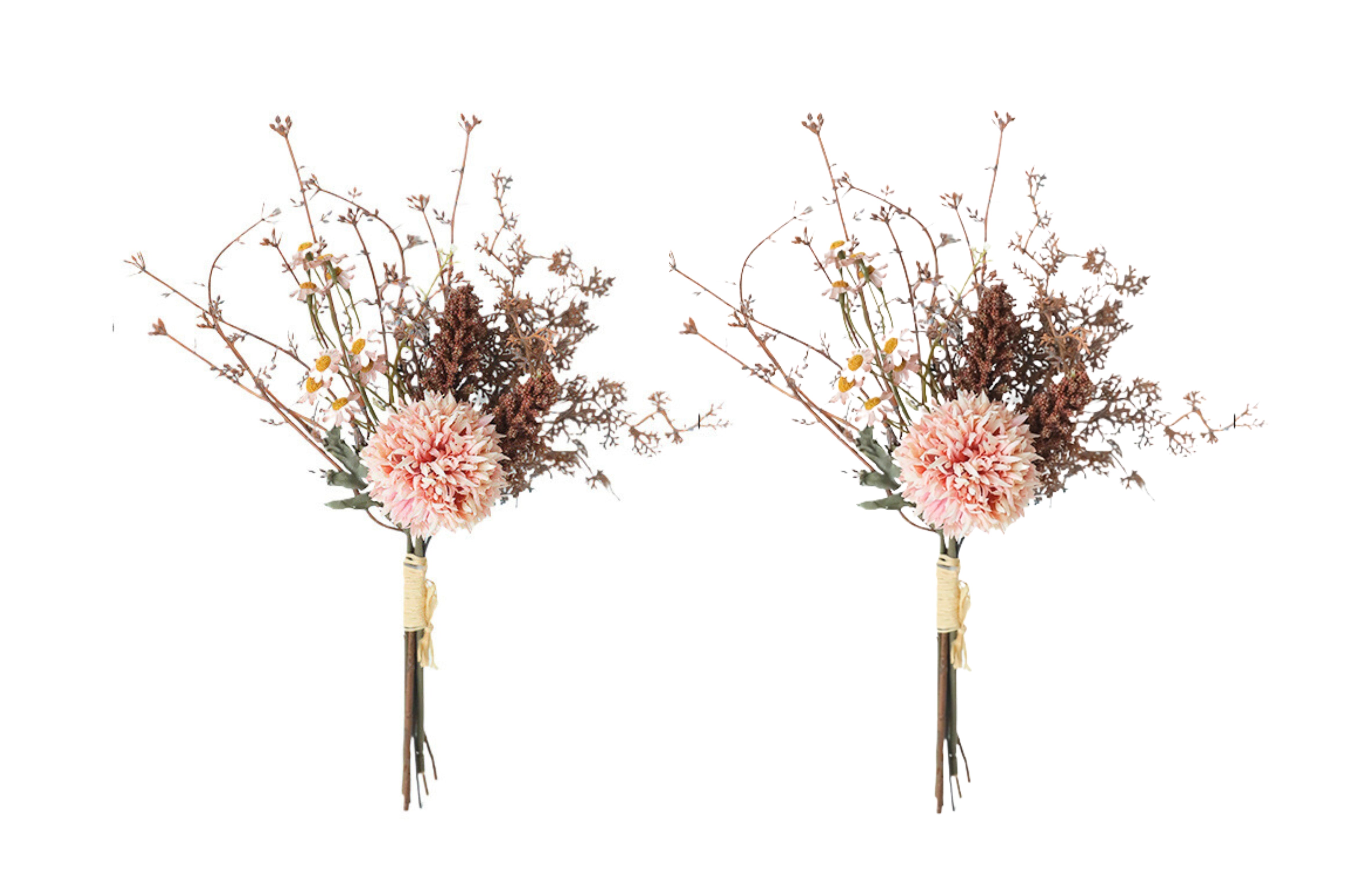 Artificial Flowers & Plants: Artificial Chrysanthemums Natural Bouquet 35cm - Set of 2 Bunch