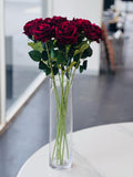 Artificial Single Stem Rose 64cm - Red- Set of 6 Stems