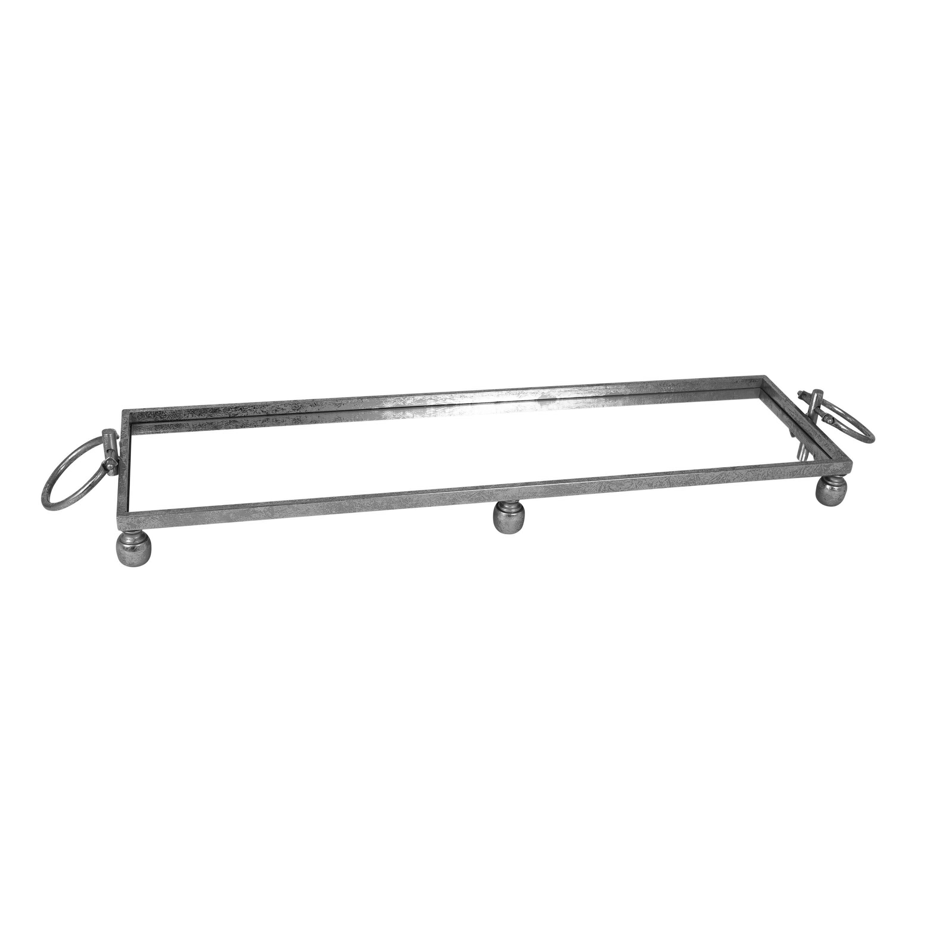 Vases & Table Decor: Eliza Mirror Tray with Handles - Large - Silver