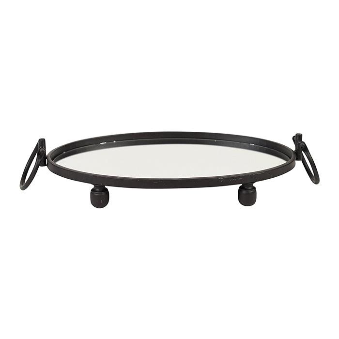 Vases & Table Decor: Eliza Mirror Tray with Handles - Oval - Black