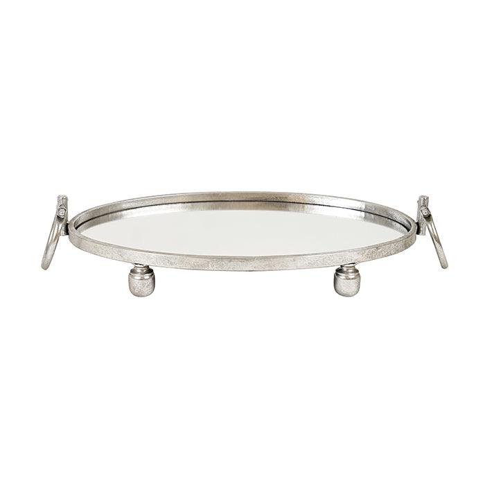Vases & Table Decor: Eliza Mirror Tray with Handles - Oval - Silver