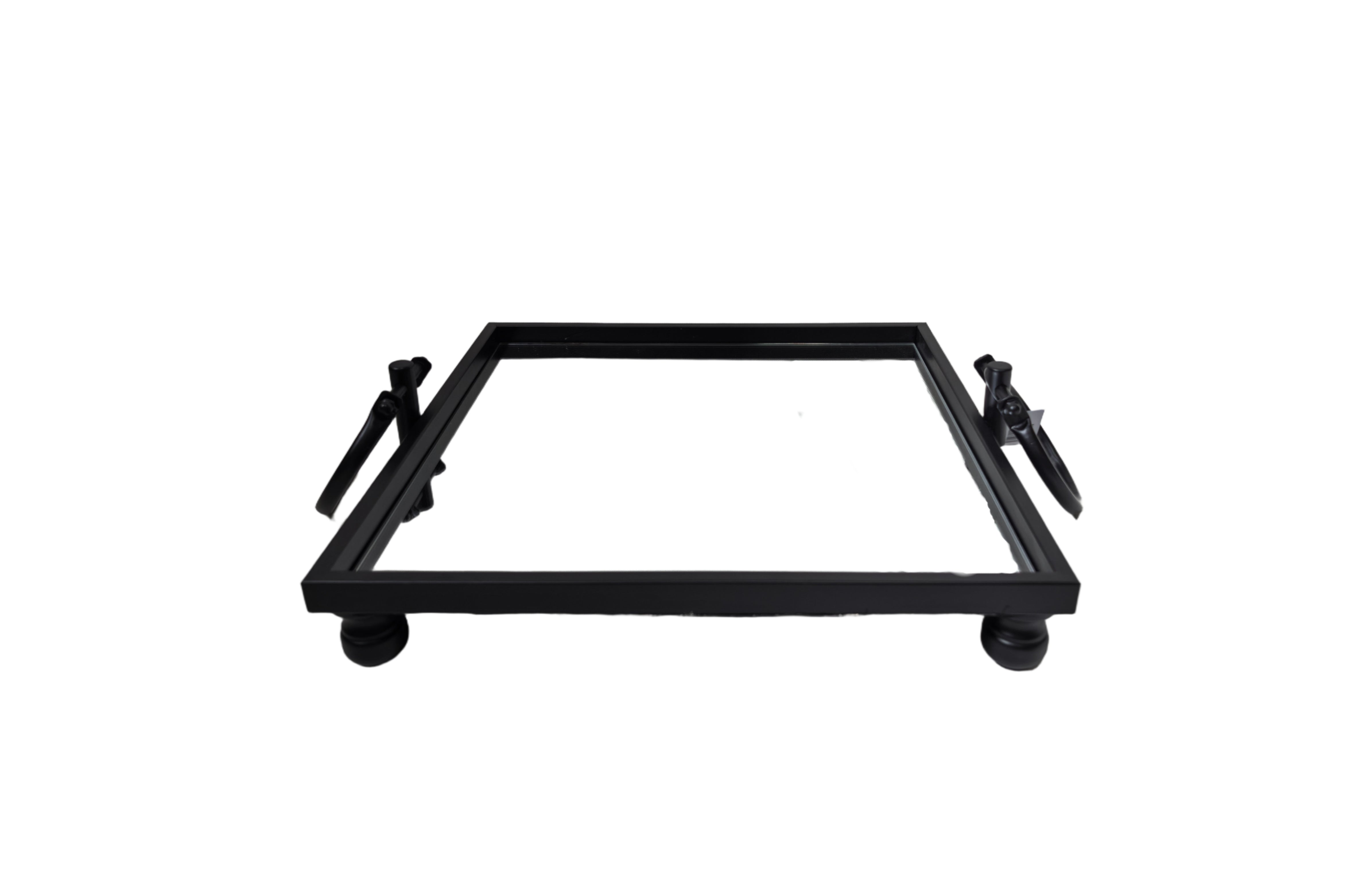 Vases & Table Decor: Eliza Mirror Tray with Handles - Square - Black