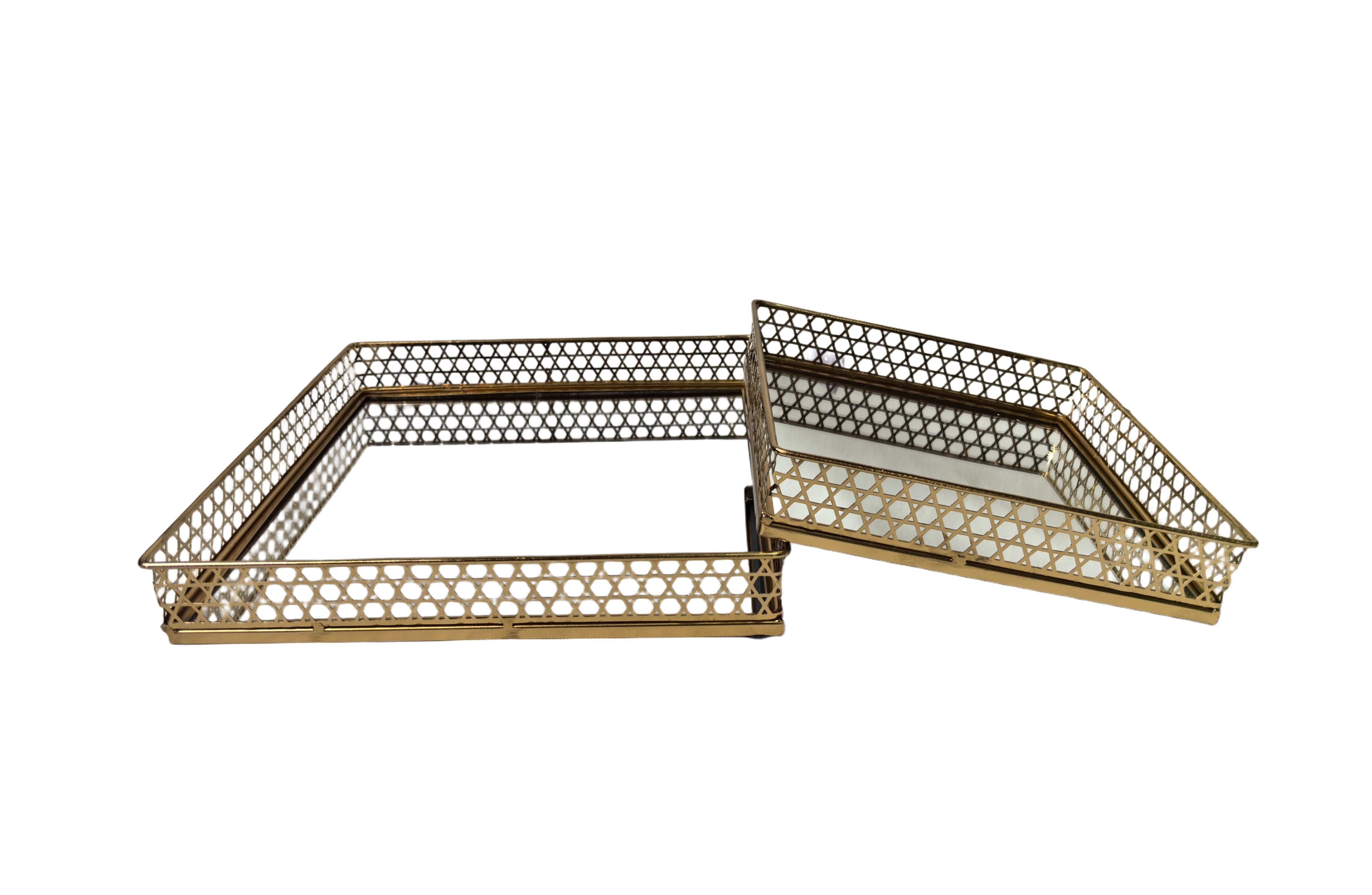 Vases & Table Decor: Nina Tray - Rectangle - Set of 2 - Gold