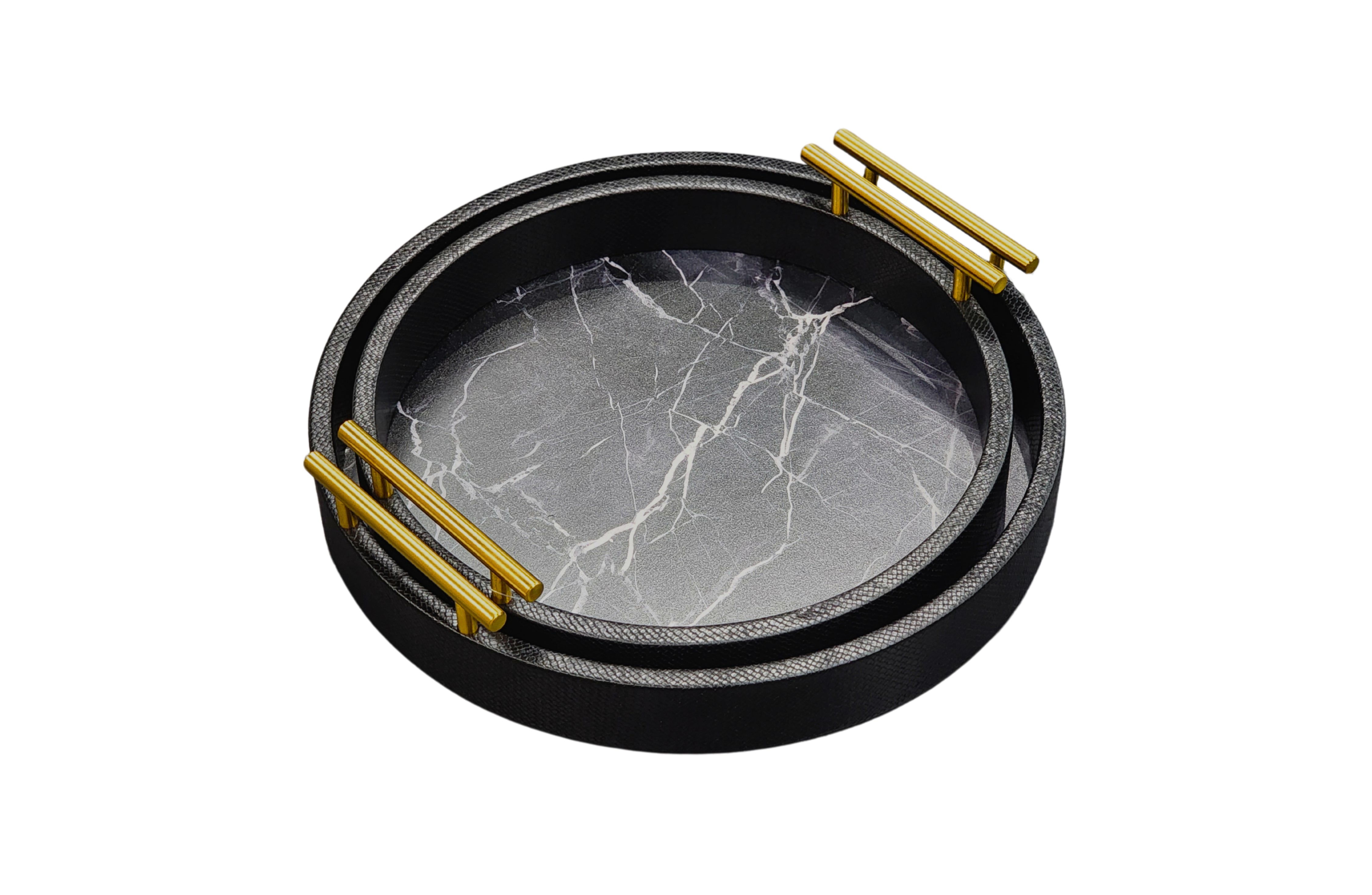 Vases & Table Decor: Maison Round Tray - Set of 2 - Black