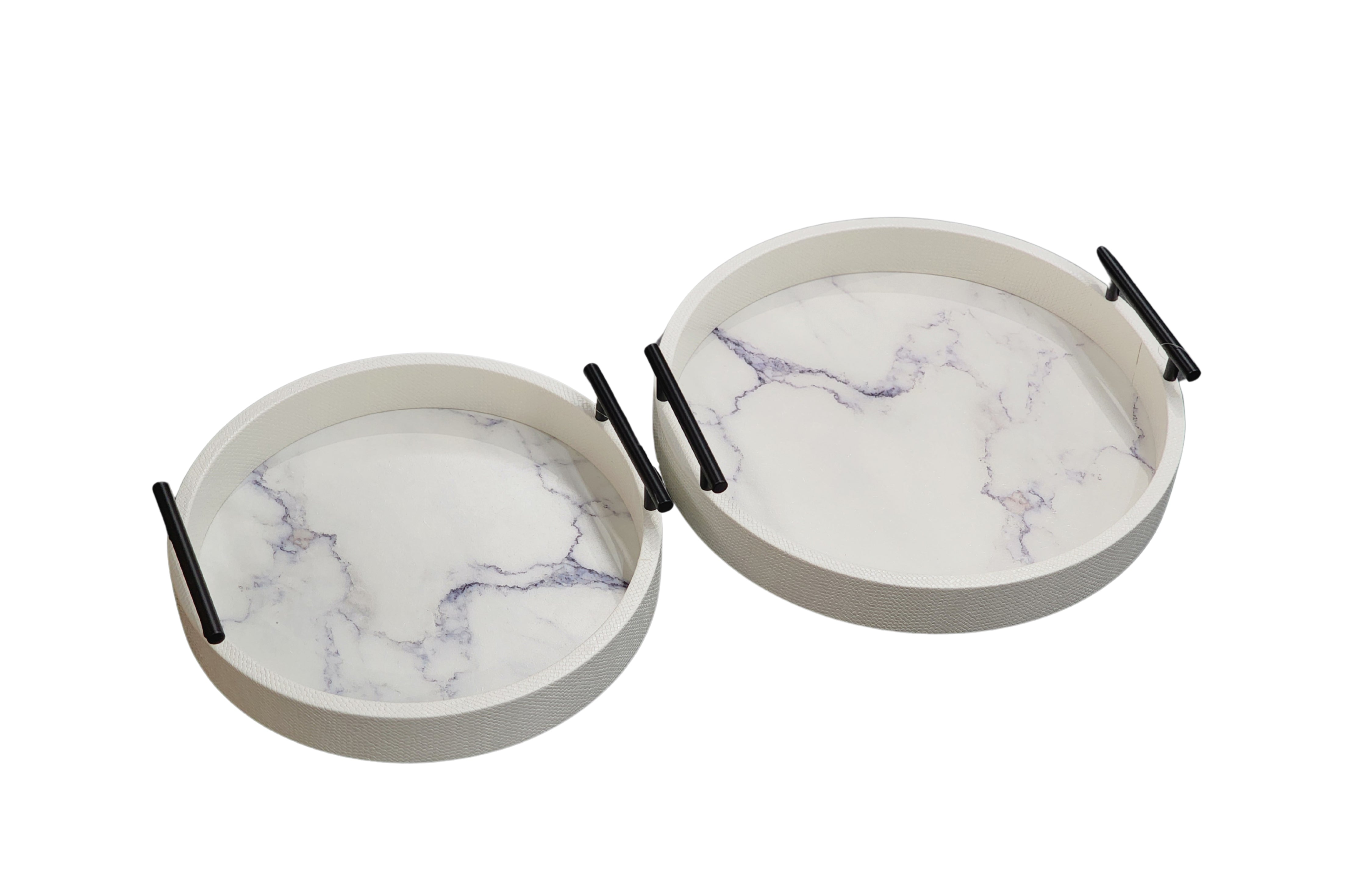 Vases & Table Decor: Maison Round Tray - Set of 2 - White