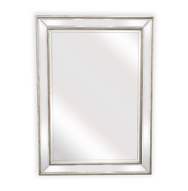 Mirrors: Silver Beaded Framed Mirror - Rectangle 80cm x 110cm