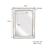 Mirrors: Silver Beaded Framed Mirror - Rectangle 80cm x 110cm