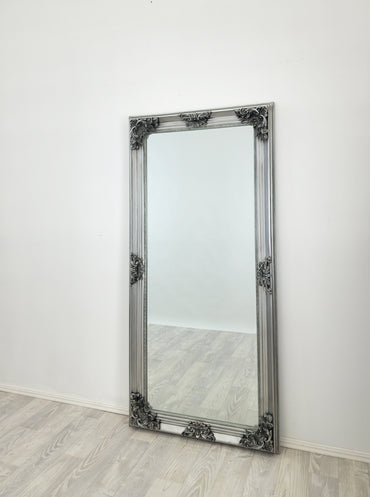 Mirrors: Deluxe French Provincial Ornate Mirror - Antique Silver - 90cm x 170cm