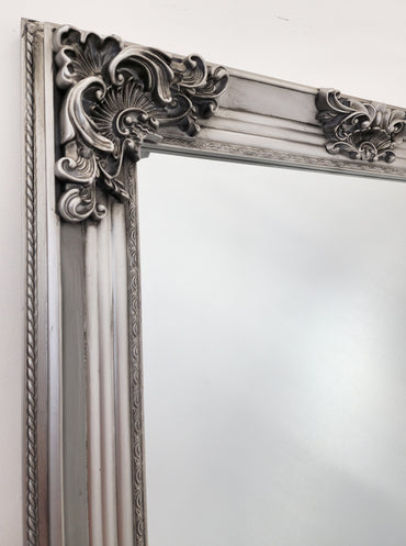 Mirrors: Deluxe French Provincial Ornate Mirror - Antique Silver - 90cm x 170cm
