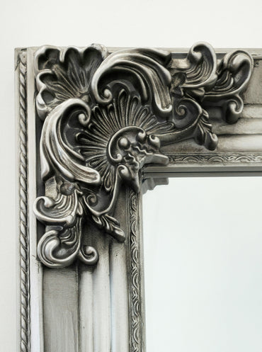 Mirrors: Deluxe French Provincial Ornate Mirror - Antique Silver - 90cm x 170cm