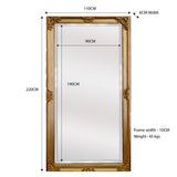 Mirrors: Deluxe French Provincial Ornate Mirror - Gold - X large 210cm x 110cm