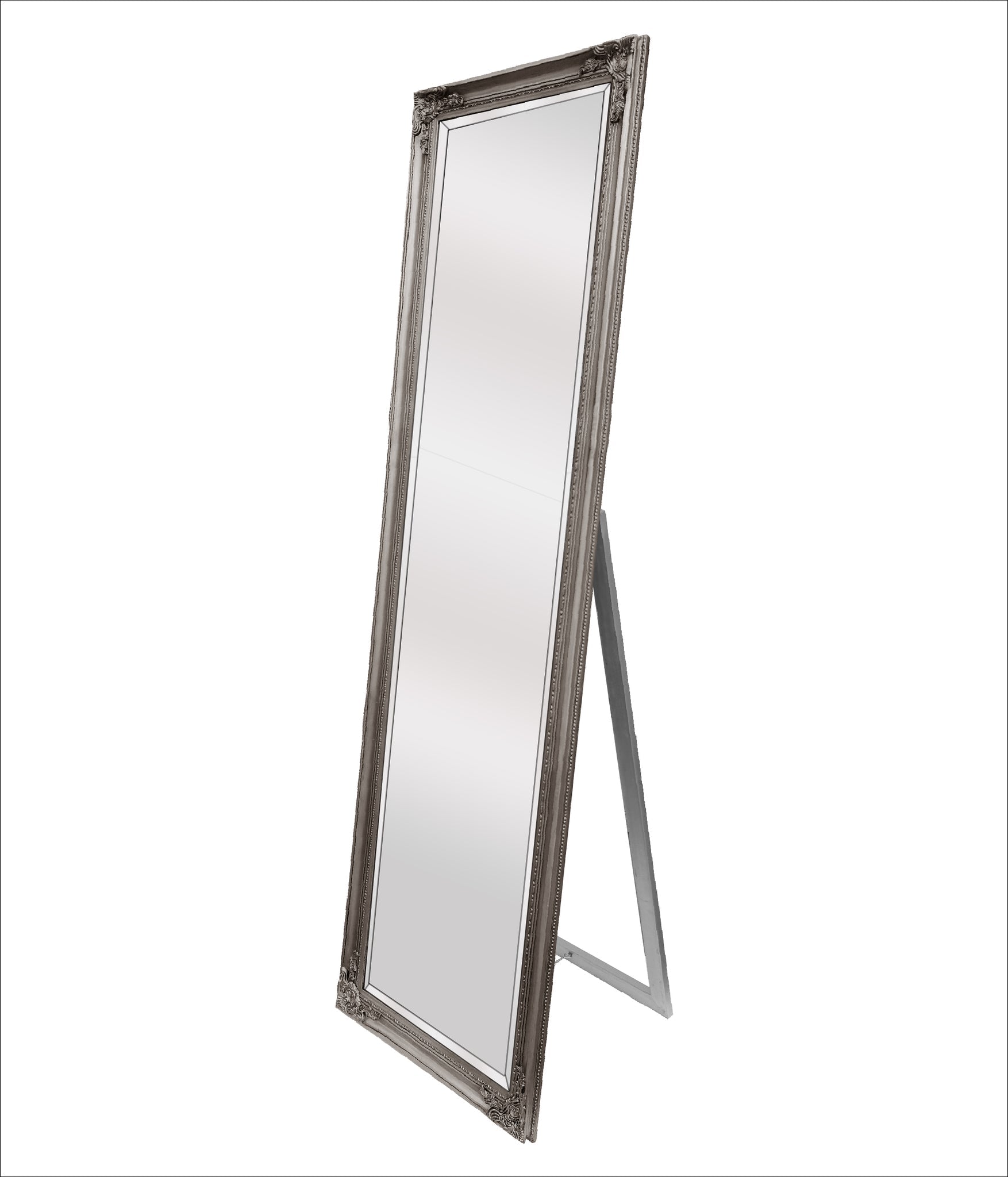 Mirrors: French Provincial Ornate Mirror - Antique Silver - Free Standing 50cm x 170cm