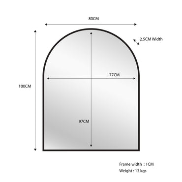 Mirrors: Black Metal Arch Mirror -  Small 80cm x 100cm