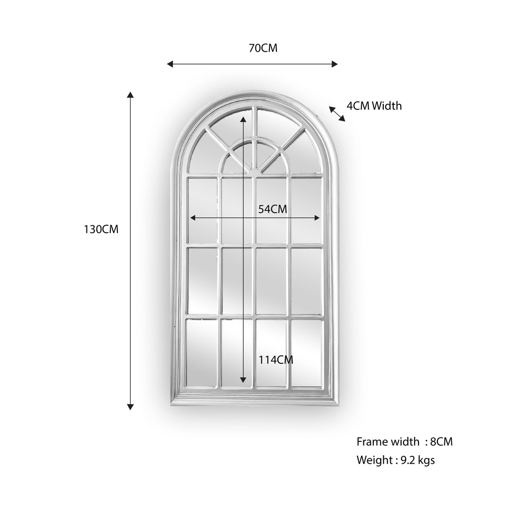 Mirrors: Window Style Mirror - White Arch 70 CM x 130 CM