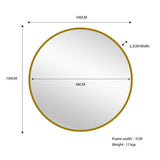 Mirrors: Metal Round Mirror 100cm - Gold