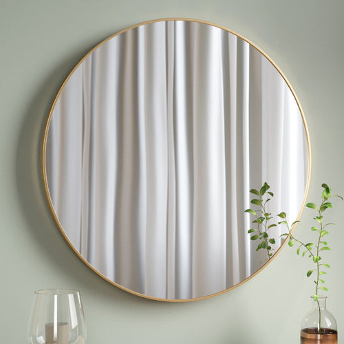 Mirrors: Metal Round Mirror 100cm - Gold