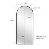Mirrors: Metal Arch Mirror 80cm x 170cm - Black