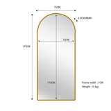 Mirrors: Metal Arch Mirror 80cm x 170cm - Gold