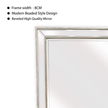 Mirrors: Silver Beaded Framed Mirror - X Large 190cm x 100cm