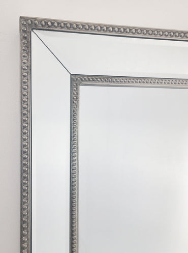 Mirrors: Silver Beaded Framed Mirror - X Large 190cm x 100cm