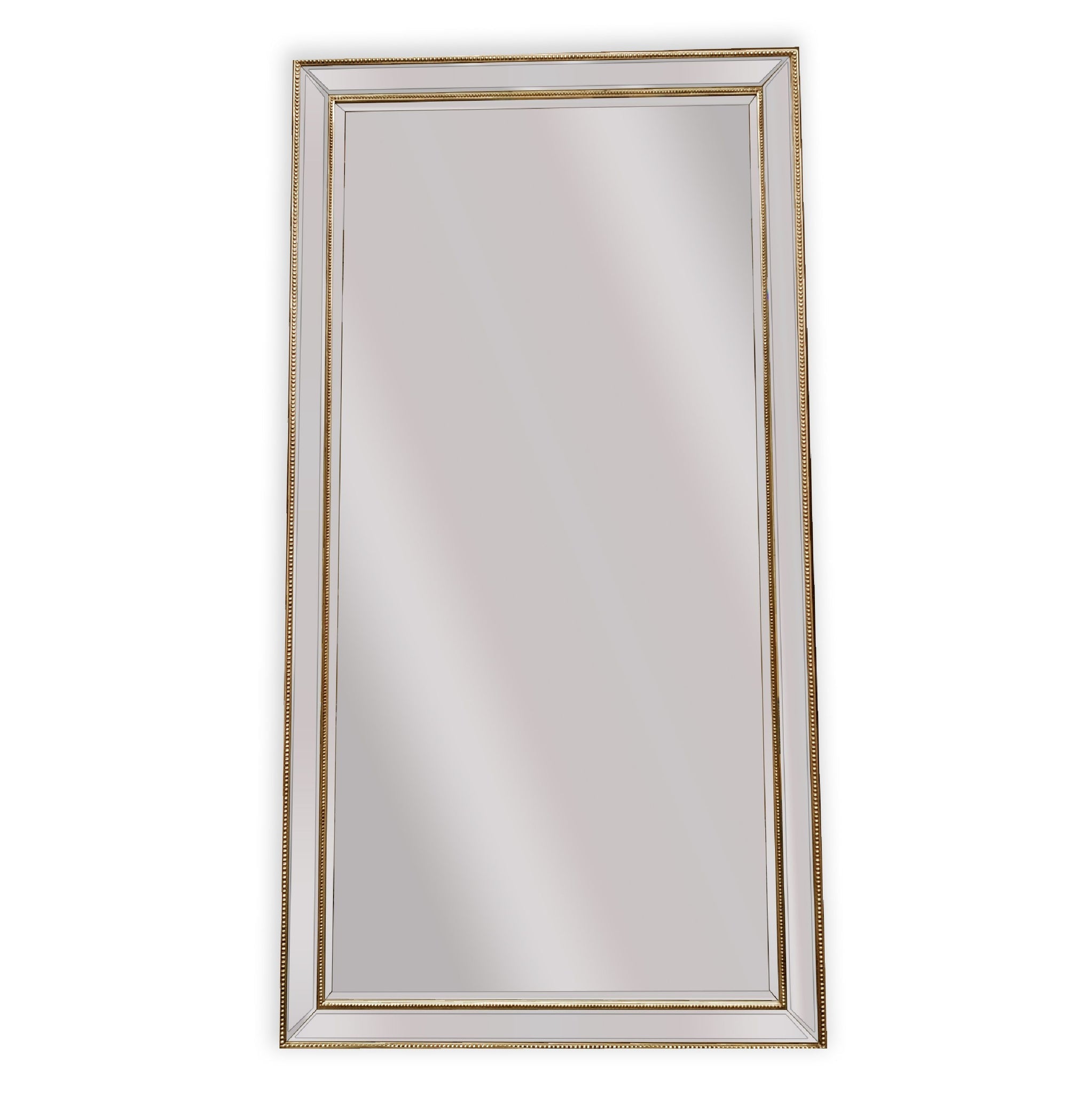 Mirrors: Gold Beaded Framed Mirror - X Large 190cm x 100cm