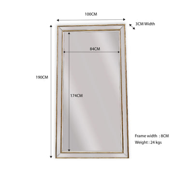 Mirrors: Gold Beaded Framed Mirror - X Large 190cm x 100cm