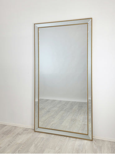 Mirrors: Gold Beaded Framed Mirror - X Large 190cm x 100cm