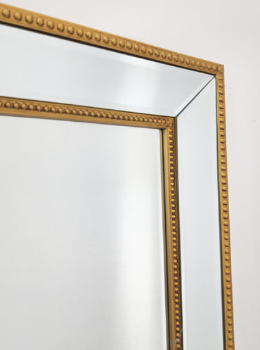 Mirrors: Gold Beaded Framed Mirror - X Large 190cm x 100cm