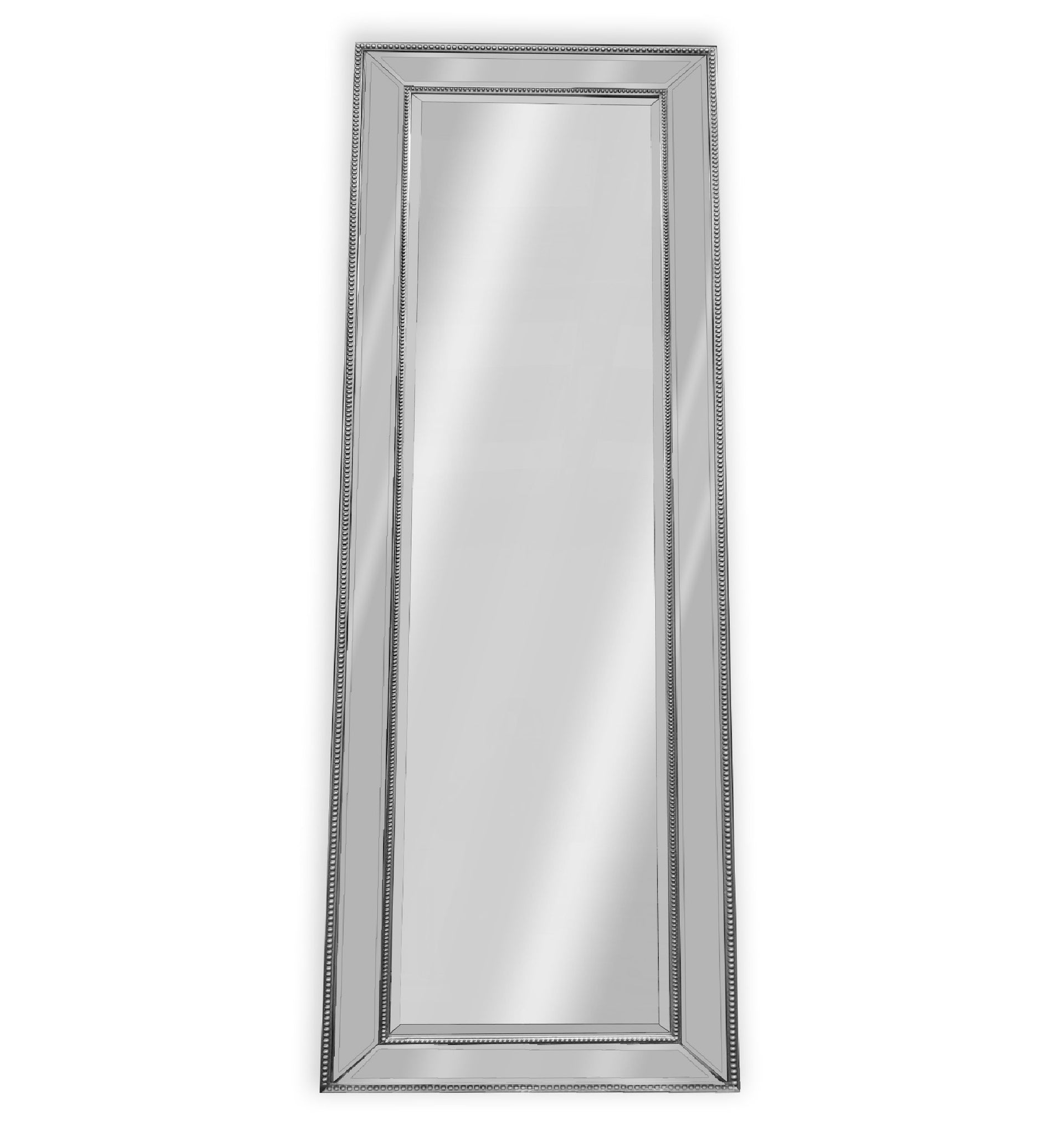 Mirrors: Medium Silver Beaded Framed Mirror - 70cm x 170cm