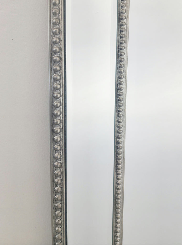 Mirrors: Medium Silver Beaded Framed Mirror - 70cm x 170cm