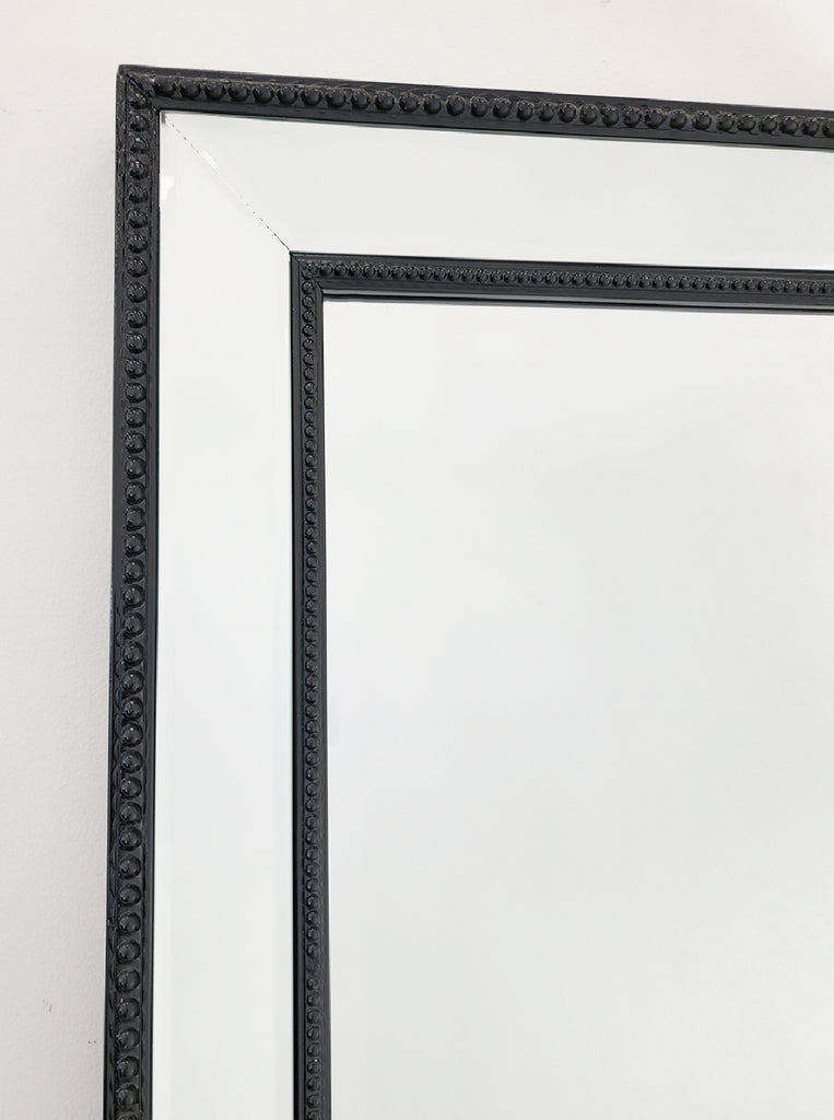 Mirrors: Medium Black Beaded Framed Mirror - 70cm x 170cm