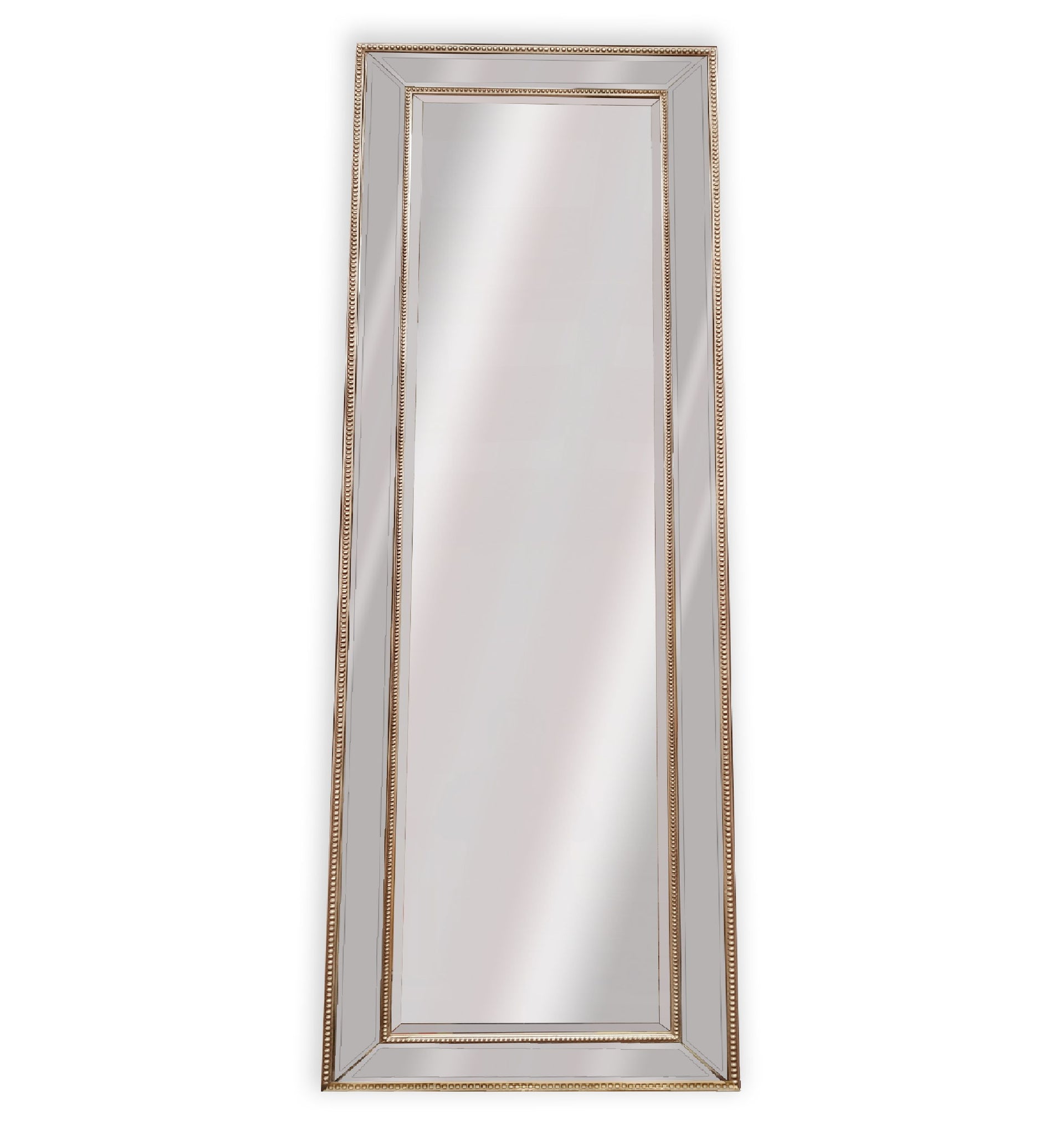 Mirrors: Medium Gold Beaded Framed Mirror - 70cm x 170cm
