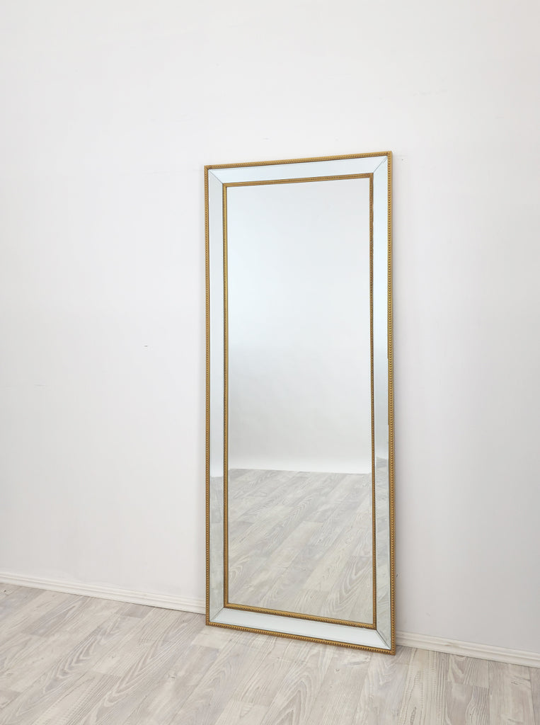Mirrors: Medium Gold Beaded Framed Mirror - 70cm x 170cm