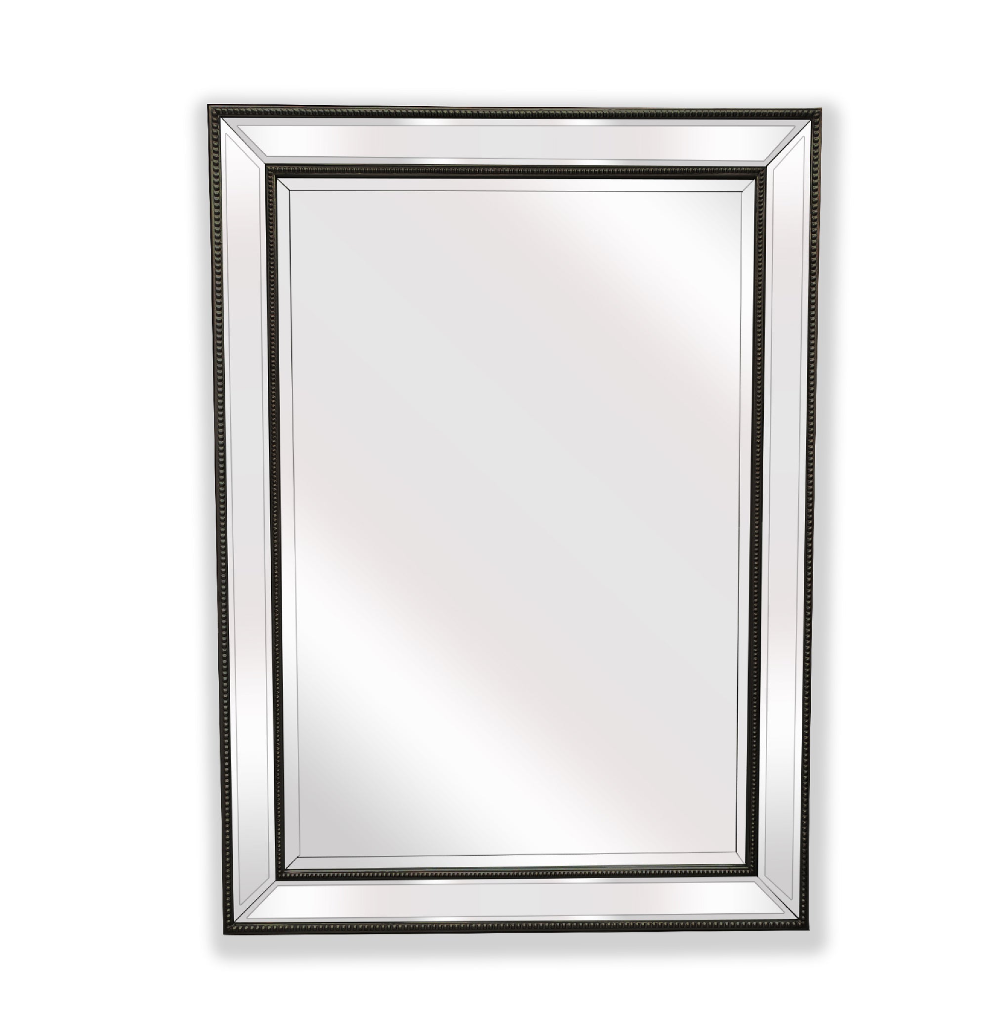 Mirrors: Black Beaded Framed Mirror - Rectangle 80cm x 110cm