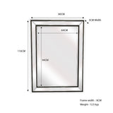 Mirrors: Black Beaded Framed Mirror - Rectangle 80cm x 110cm