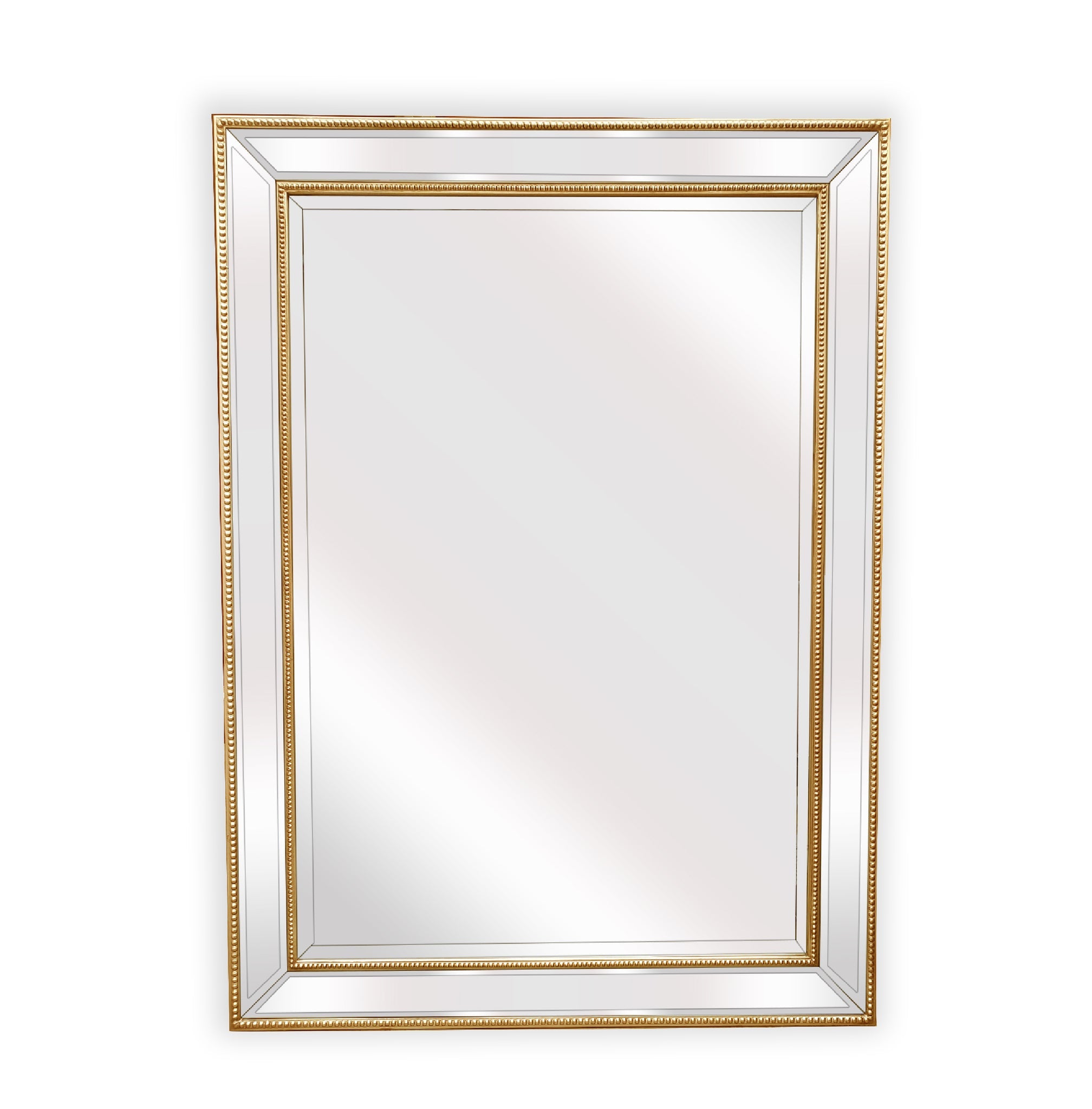 Mirrors: Gold Beaded Framed Mirror - Rectangle 80cm x 110cm